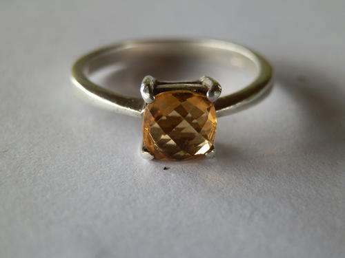 Solid sterling silver natural citrine ring